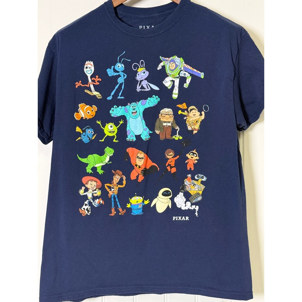 Disney Pixar Characters Graphic T-Shirt Navy Blue Mens Large Toy Story Monsters